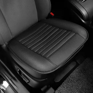 1 Pack Car Seat Cover PU Leather Front Seat Covers Auto Bottom Seat Cushion Cover with Storage Pocket Bamboo Charcoal Pad for Cars Vehicles,Automotive,SUV