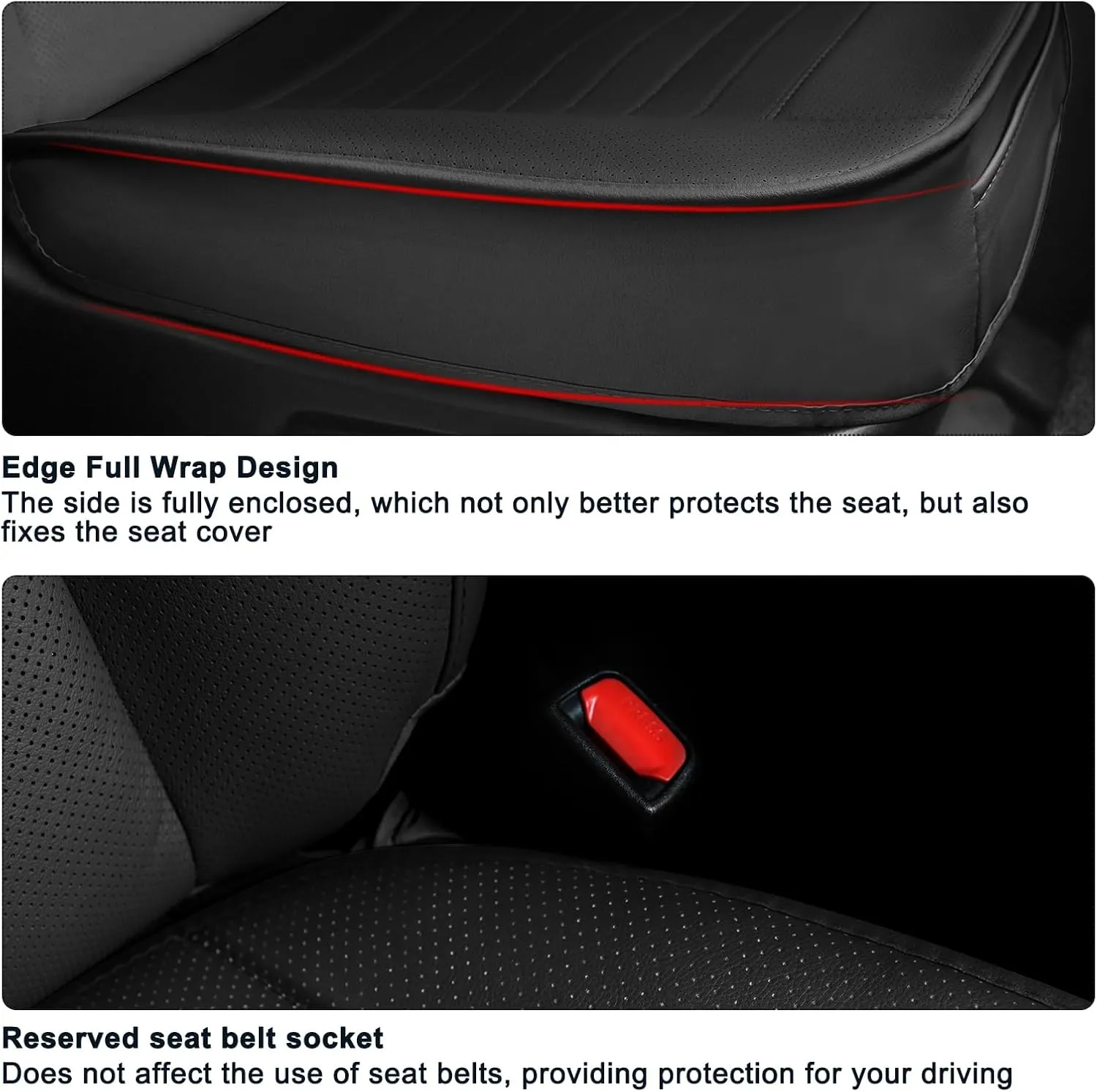 1 Pack Car Seat Cover PU Leather Front Seat Covers Auto Bottom Seat Cushion Cover with Storage Pocket Bamboo Charcoal Pad for Cars Vehicles,Automotive,SUV