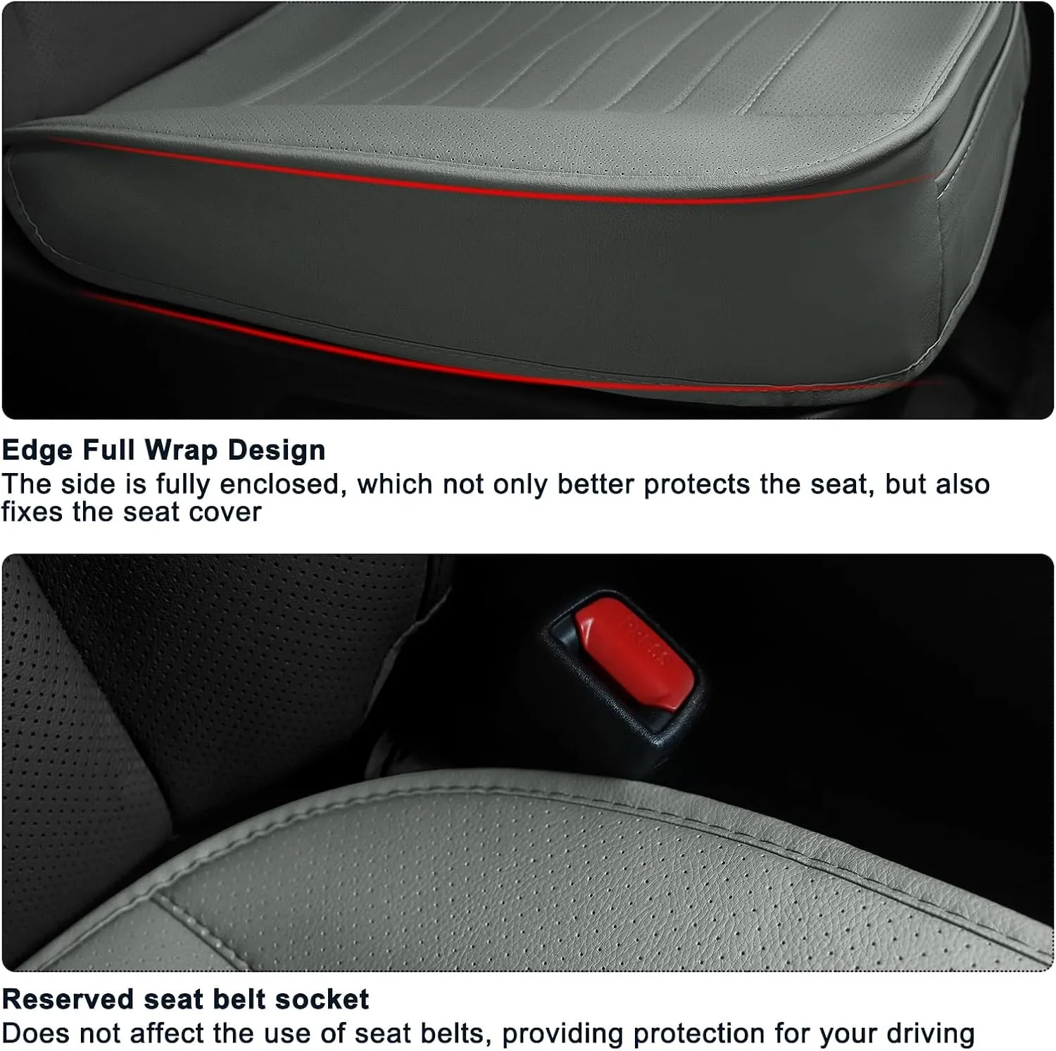 1 Pack Car Seat Cover PU Leather Front Seat Covers Auto Bottom Seat Cushion Cover with Storage Pocket Bamboo Charcoal Pad for Cars Vehicles,Automotive,SUV