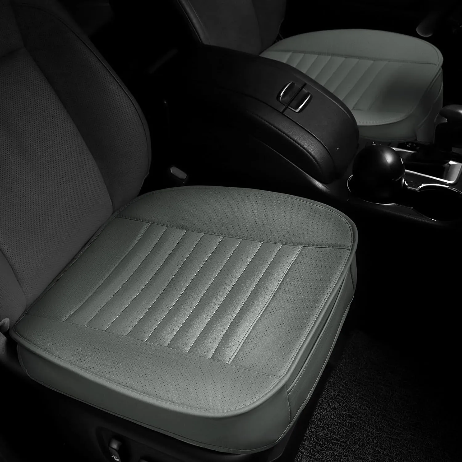 1 Pack Car Seat Cover PU Leather Front Seat Covers Auto Bottom Seat Cushion Cover with Storage Pocket Bamboo Charcoal Pad for Cars Vehicles,Automotive,SUV