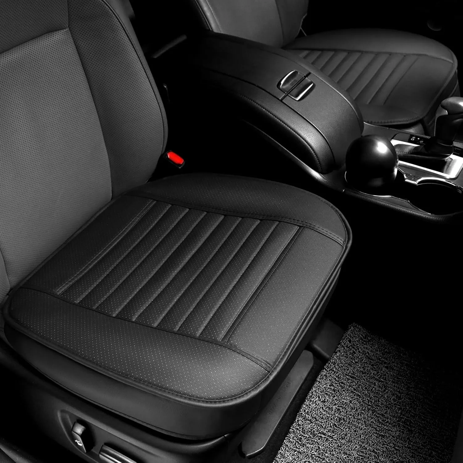 1 Pack Car Seat Cover PU Leather Front Seat Covers Auto Bottom Seat Cushion Cover with Storage Pocket Bamboo Charcoal Pad for Cars Vehicles,Automotive,SUV