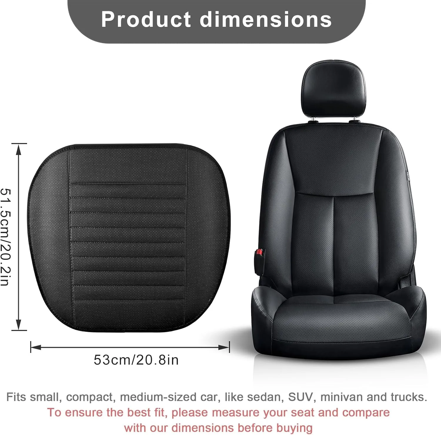 1 Pack Car Seat Cover PU Leather Front Seat Covers Auto Bottom Seat Cushion Cover with Storage Pocket Bamboo Charcoal Pad for Cars Vehicles,Automotive,SUV