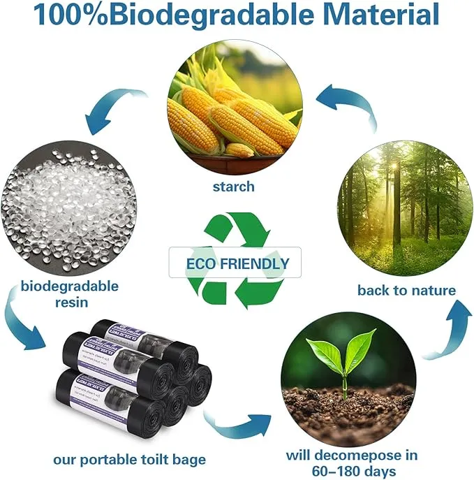 100 Portable Toilet Bags, Camping Toilet Bags, 8 Gallon Thick Compostable Toilet Bags, For Bucket Toilet Biodegradable Toilet Bags, Biodegradable Waste Bags for Outdoor Boating Trips Camping