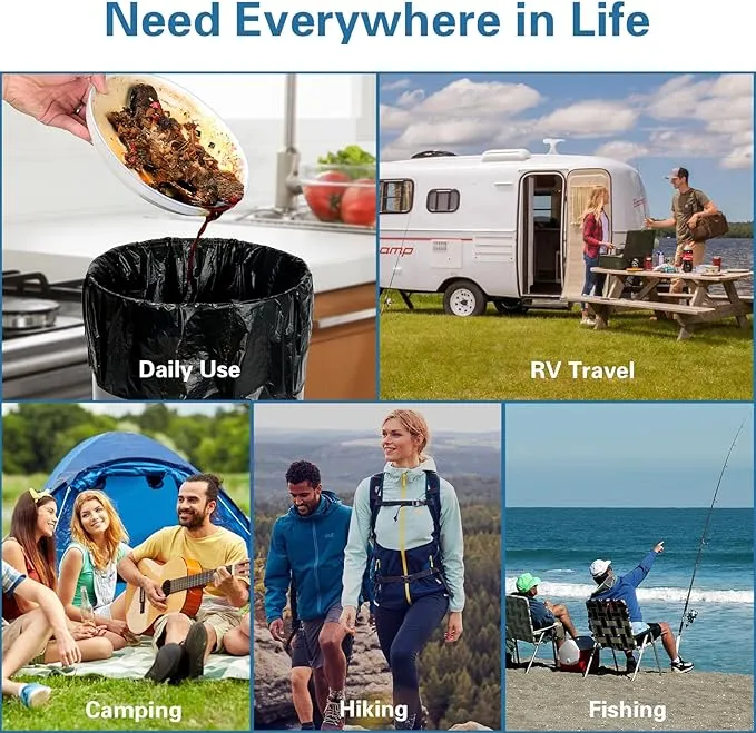 100 Portable Toilet Bags, Camping Toilet Bags, 8 Gallon Thick Compostable Toilet Bags, For Bucket Toilet Biodegradable Toilet Bags, Biodegradable Waste Bags for Outdoor Boating Trips Camping