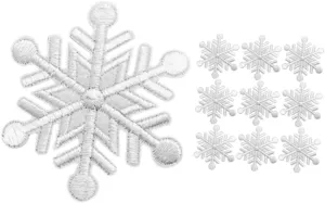 10Pcs Snowflake Embroidered Applique Patches Decorative Iron Sew Patches for Clothing Repair Craft Projects for Jeans Bags Shirts and Skirts