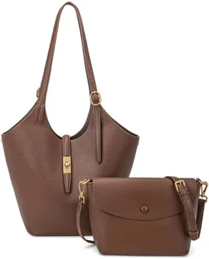 2 Pcs Slouchy Bucket Bag Women Trendy PU Leather Hobo Bags Underarm Shoulder Bag Cute Crossbody Purse Tote Handbag 2025