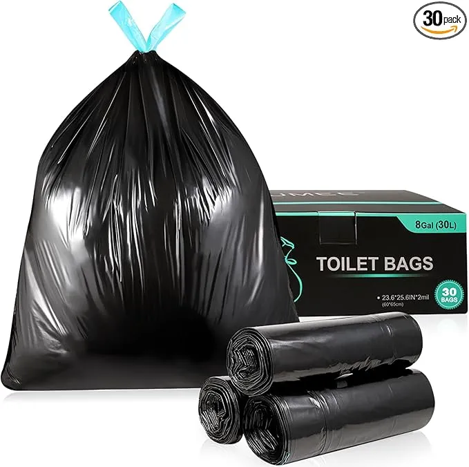 30 Pcs Portable Toilet Bags, 8 Gallon Camping Toilet Bags, Toilet Waste Bags, Leak-Proof Potty Liners Trash Bags for Outdoor Camping Toilet Bucket,Traveling, RV Trip