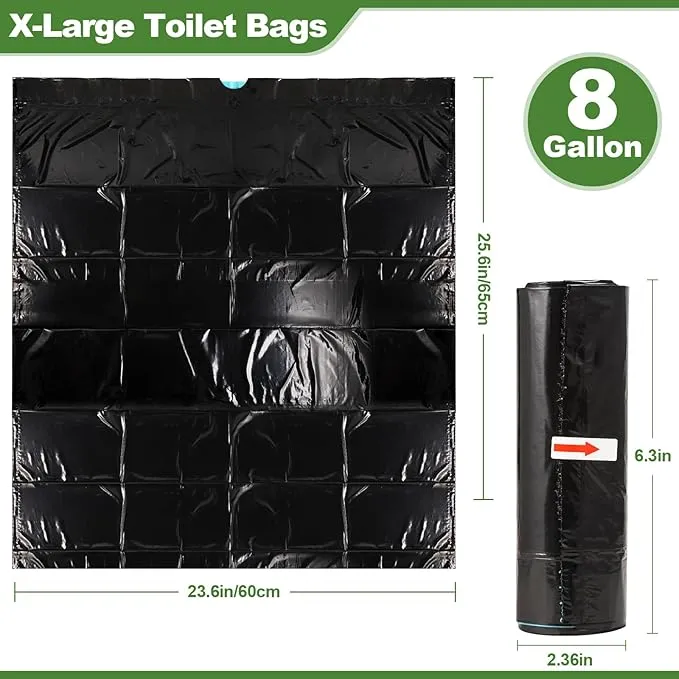 30 Pcs Portable Toilet Bags, 8 Gallon Camping Toilet Bags, Toilet Waste Bags, Leak-Proof Potty Liners Trash Bags for Outdoor Camping Toilet Bucket,Traveling, RV Trip