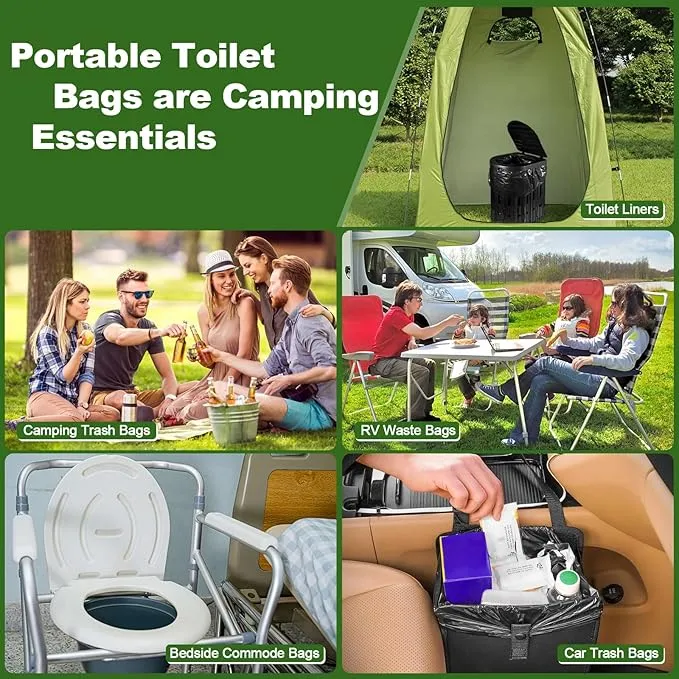 30 Pcs Portable Toilet Bags, 8 Gallon Camping Toilet Bags, Toilet Waste Bags, Leak-Proof Potty Liners Trash Bags for Outdoor Camping Toilet Bucket,Traveling, RV Trip