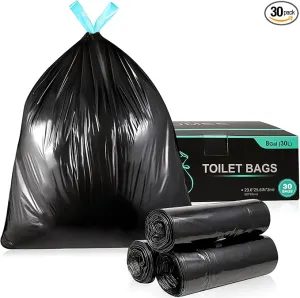 30 Pcs Portable Toilet Bags, 8 Gallon Camping Toilet Bags, Toilet Waste Bags, Leak-Proof Potty Liners Trash Bags for Outdoor Camping Toilet Bucket,Traveling, RV Trip