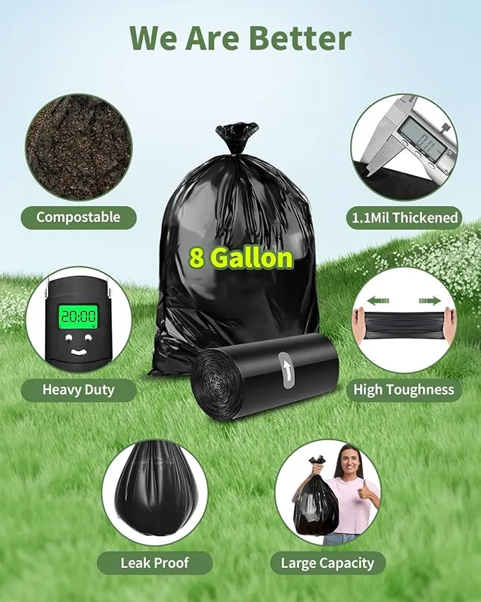 50 Portable Toilet Bags, Thick Biodegradable Camping Toilet Bags for Portable Potty, 8 Gal Compost Toilet Waste Bags Potty Bags for 5 Gallon Bucket Toilet Seat Adults Outdoor, 1.1 Mil