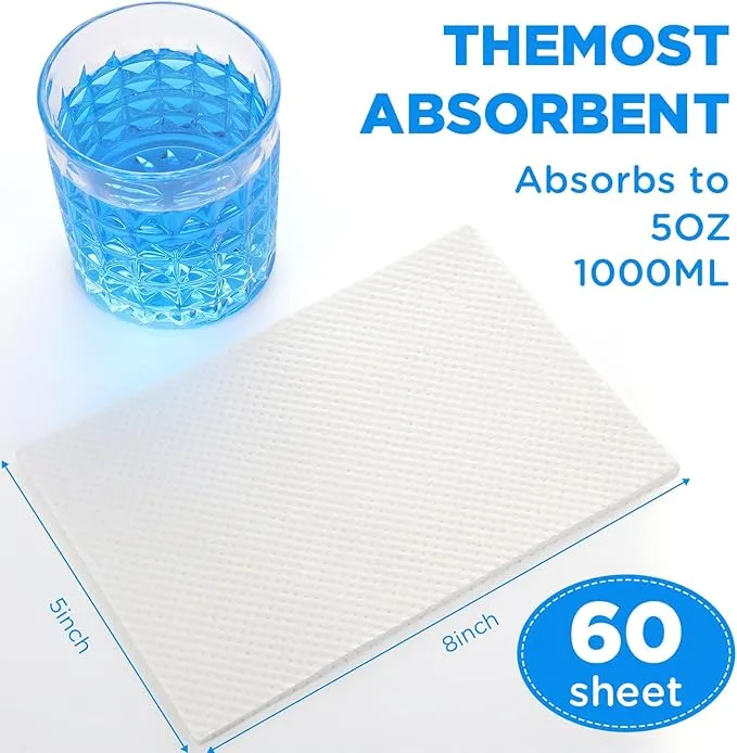 60 Set Bedside Commode Liners with Absorbent Pads Disposable Potty Bags for Portable Toilet with Commode Pads for Adult Elderly Commode Chairs Bucket Portable Camping Toilet Bags (Blue)