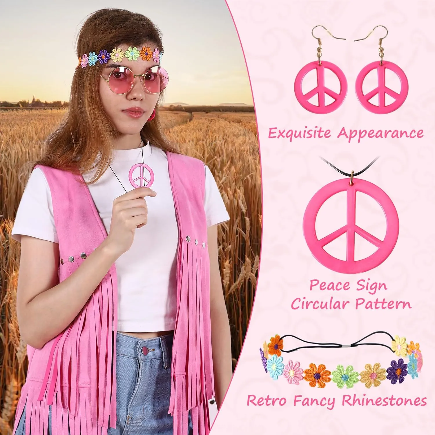 70s Outfits for Women, Disco Hippie Costume Clothes Woman Cowgirl 70s Costume Fringe Hippie Vest
