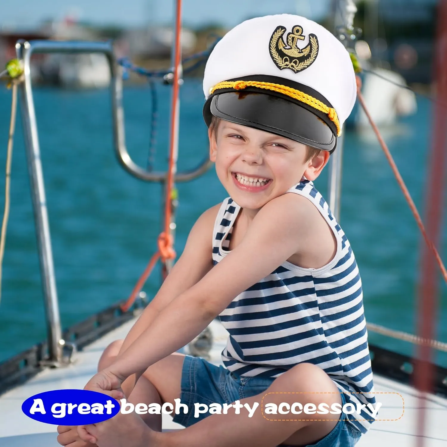 8 Pieces Captain Hats Adjustable White Sailors Navy Marine Admiral Caps for Yacht Theme Party Costume Accessory
