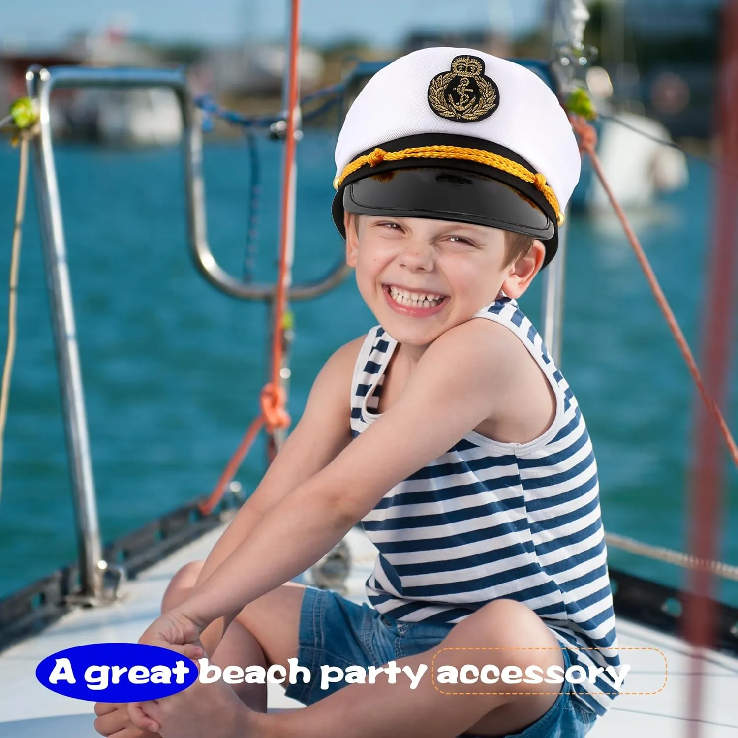 8 Pieces Captain Hats Adjustable White Sailors Navy Marine Admiral Caps for Yacht Theme Party Costume Accessory