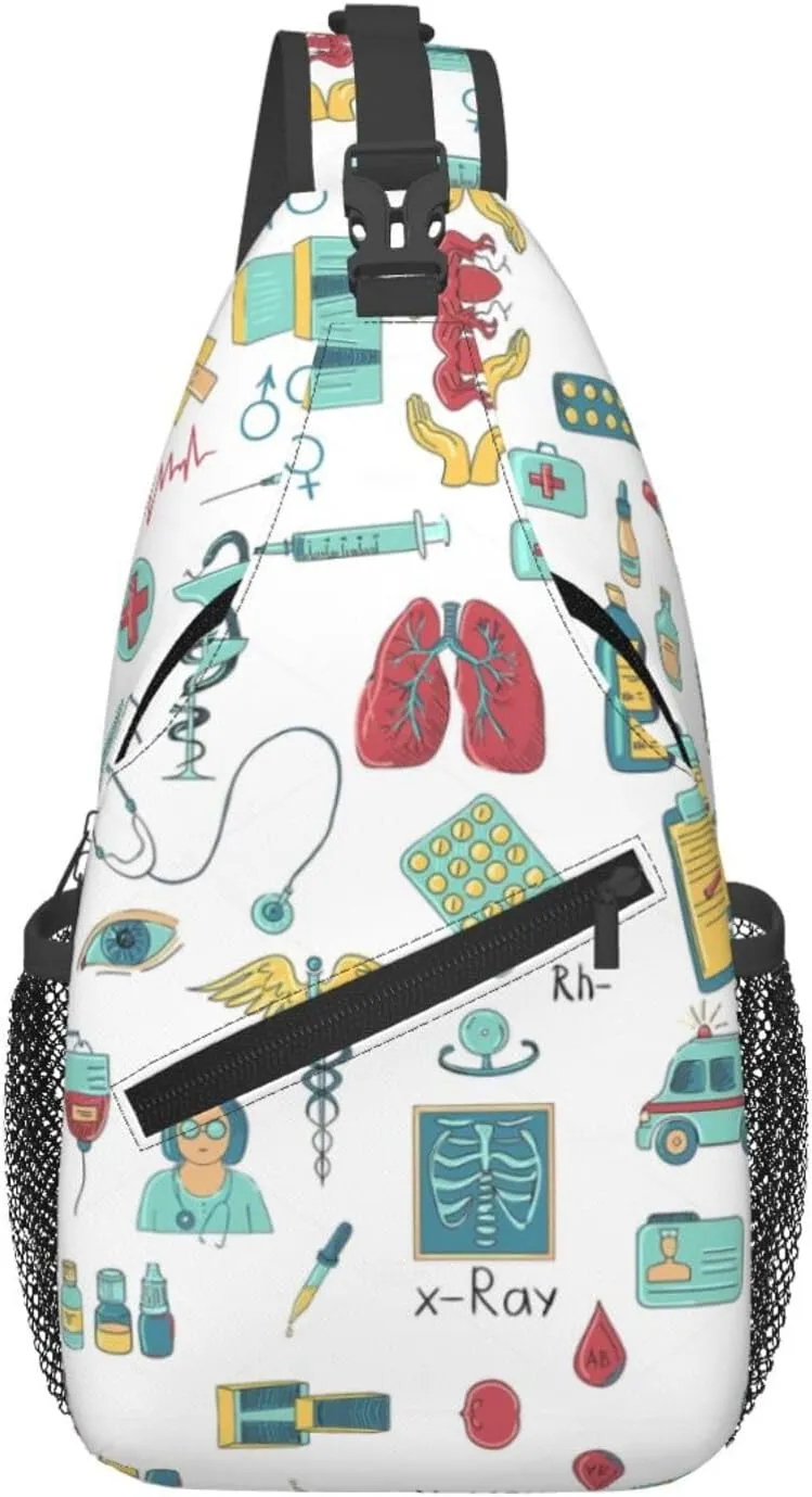 Abstraction Biology Chemistry4 Print Crossbody Backpack Sling Bag Chest Bags Daypack For Sport Running Hiking Women Men Unisex