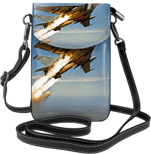 Aircraft Fighter Jets Crossbody Bag For Women Leather Cellphone Shoulder Purses Fashion Travel Designer Wallet