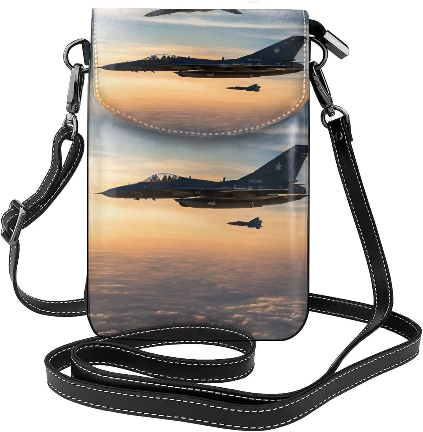 Aircraft Fighter Jets Crossbody Bag For Women Leather Cellphone Shoulder Purses Fashion Travel Designer Wallet