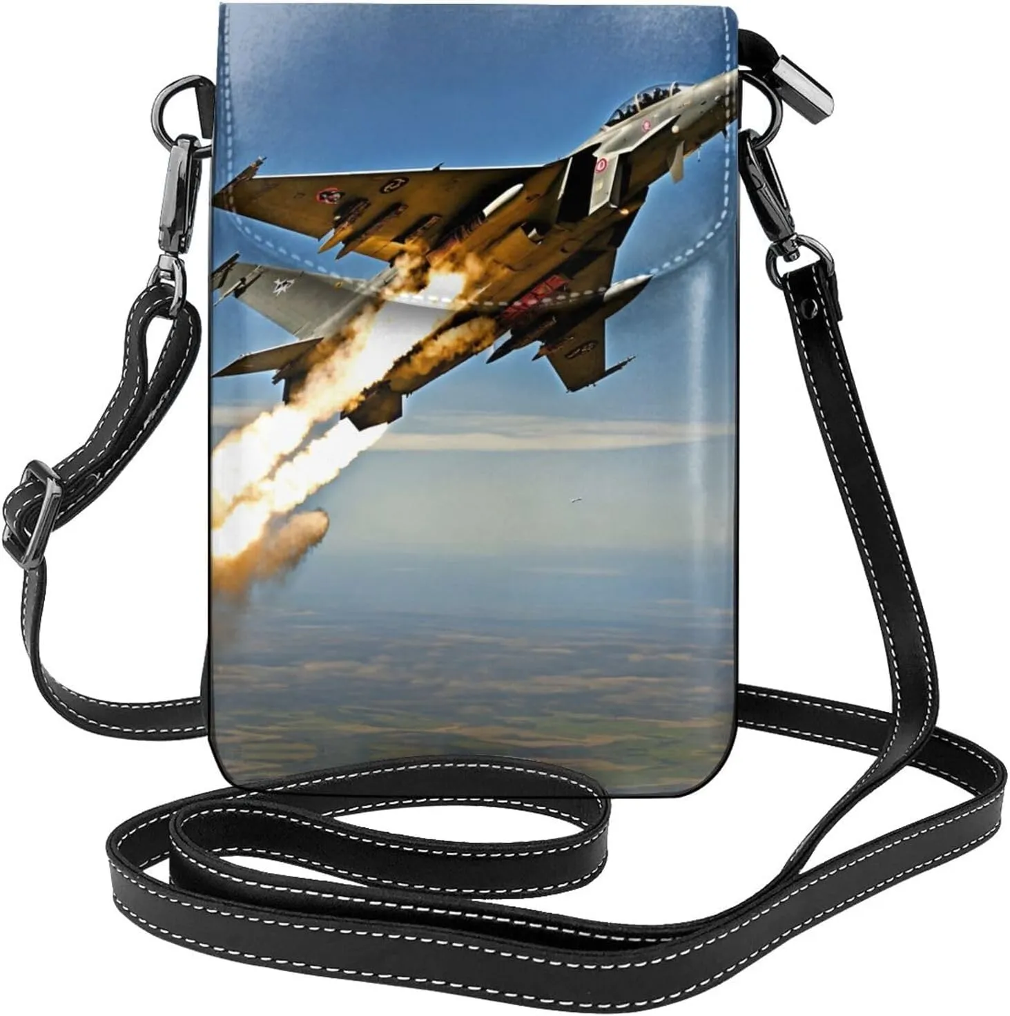 Aircraft Fighter Jets Crossbody Bag For Women Leather Cellphone Shoulder Purses Fashion Travel Designer Wallet