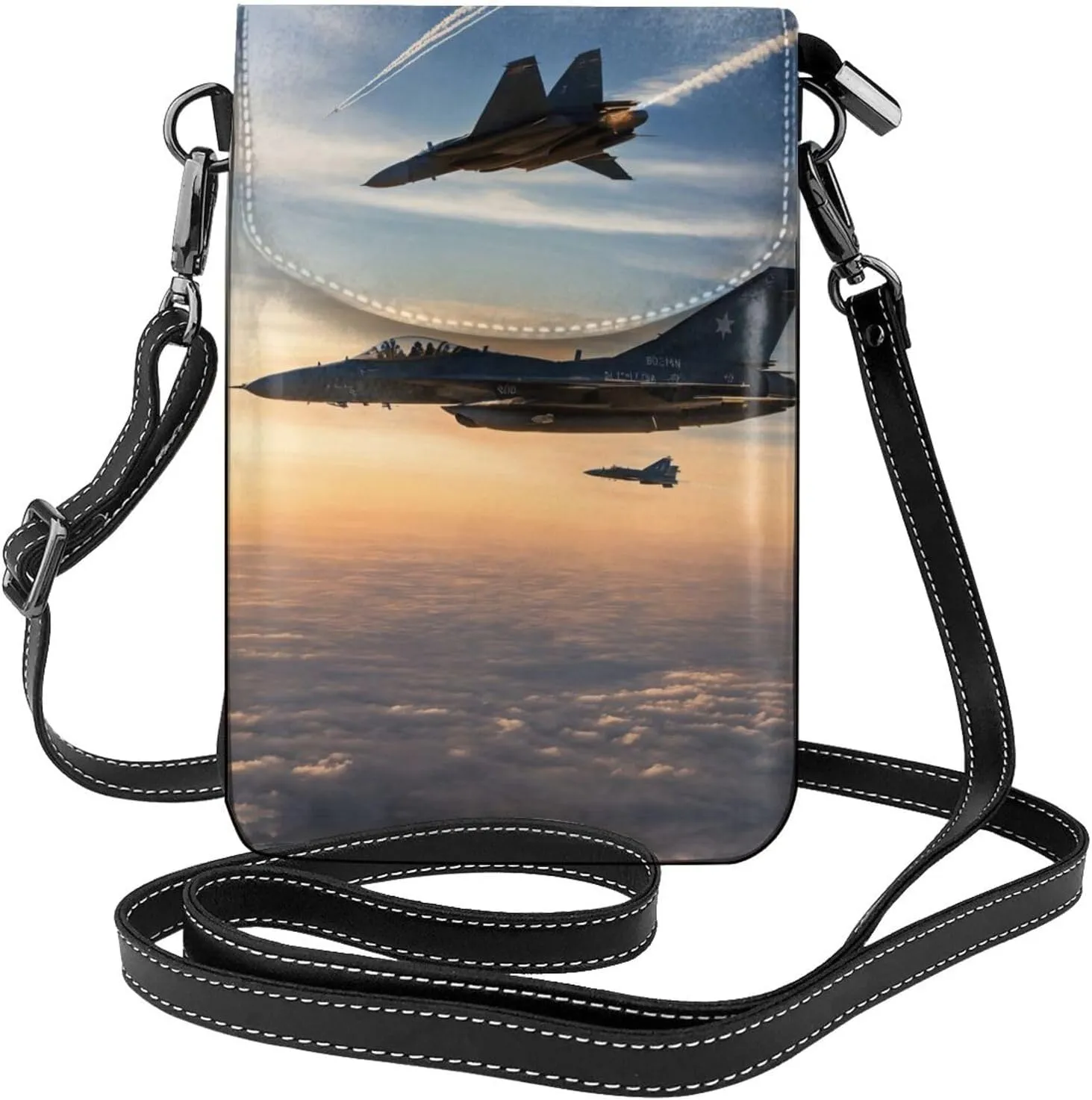 Aircraft Fighter Jets Crossbody Bag For Women Leather Cellphone Shoulder Purses Fashion Travel Designer Wallet