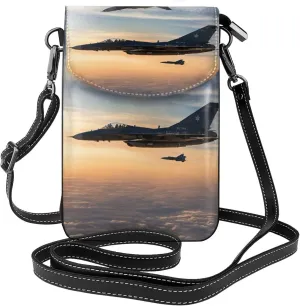 Aircraft Fighter Jets Crossbody Bag For Women Leather Cellphone Shoulder Purses Fashion Travel Designer Wallet