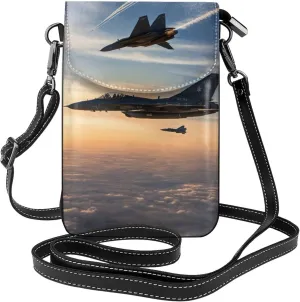 Aircraft Fighter Jets Crossbody Bag For Women Leather Cellphone Shoulder Purses Fashion Travel Designer Wallet