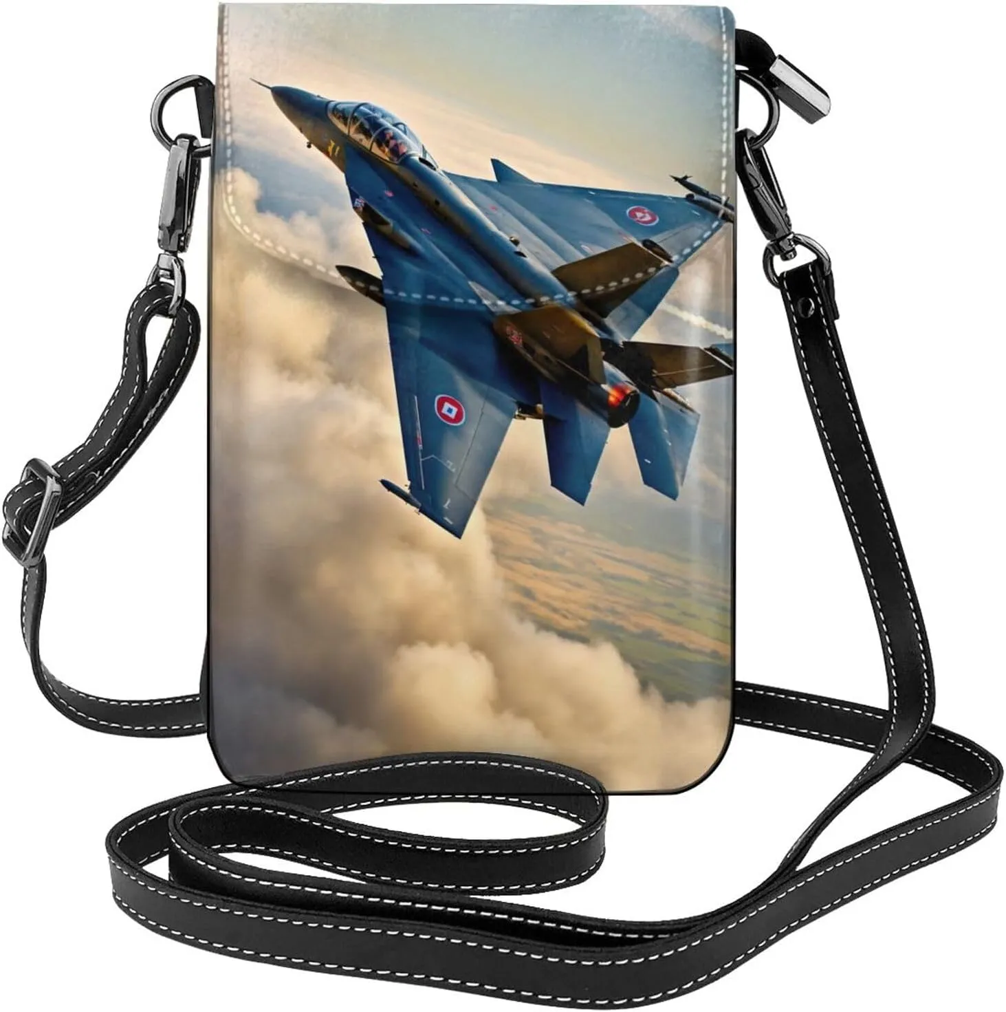 Aircraft Fighter Jets Crossbody Bag For Women Leather Cellphone Shoulder Purses Fashion Travel Designer Wallet