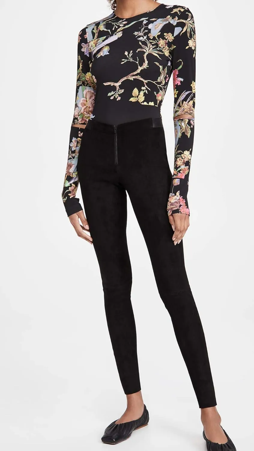 alice   olivia Women's Front Zip Suede Leggings