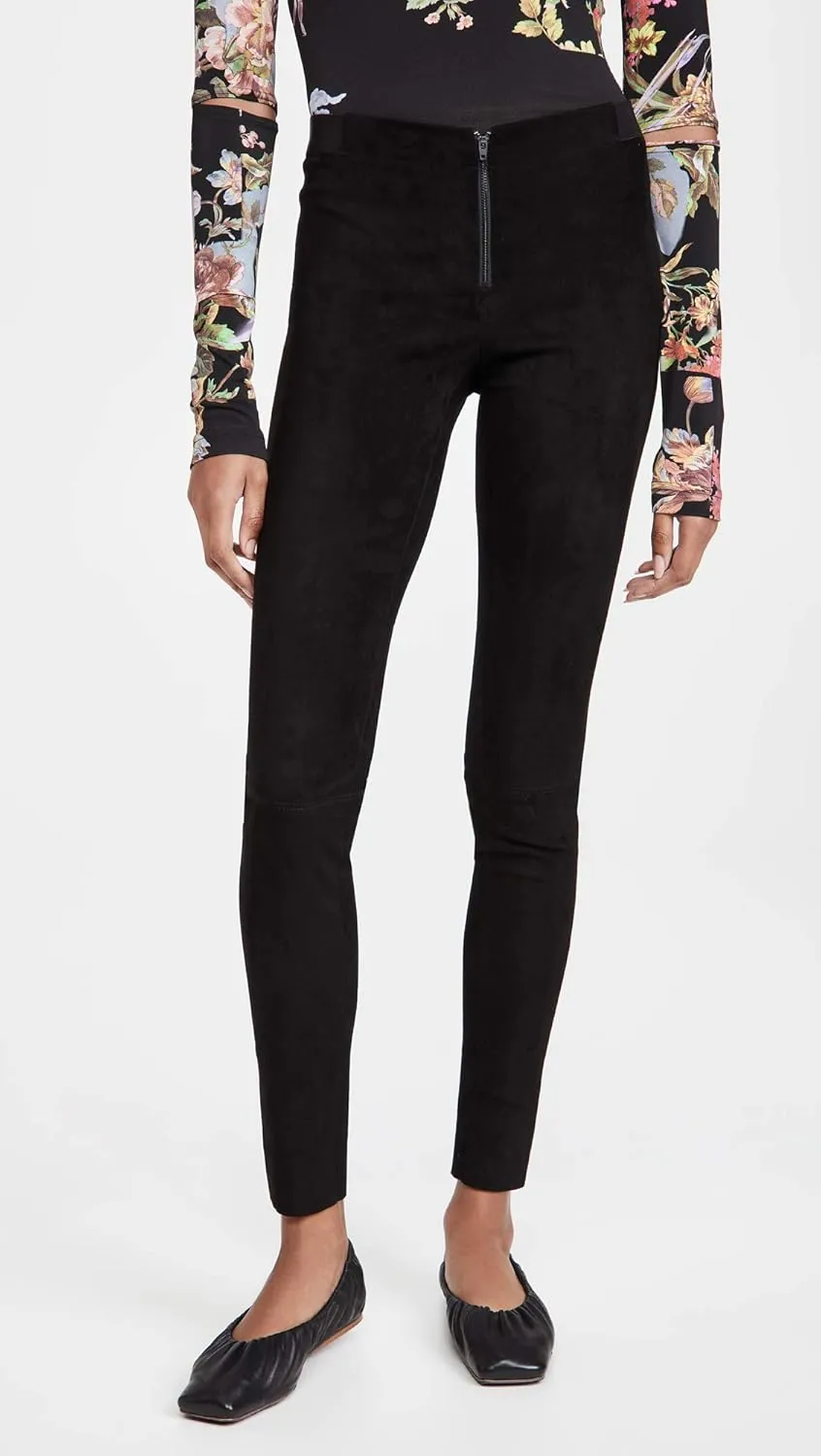 alice   olivia Women's Front Zip Suede Leggings