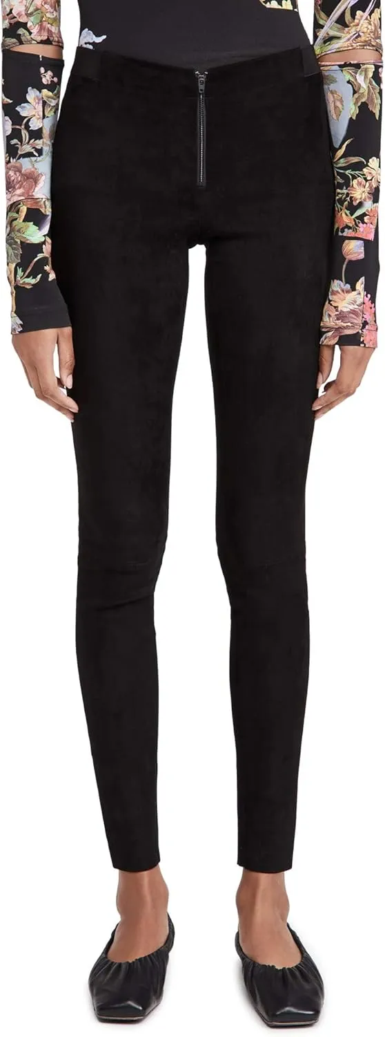 alice   olivia Women's Front Zip Suede Leggings