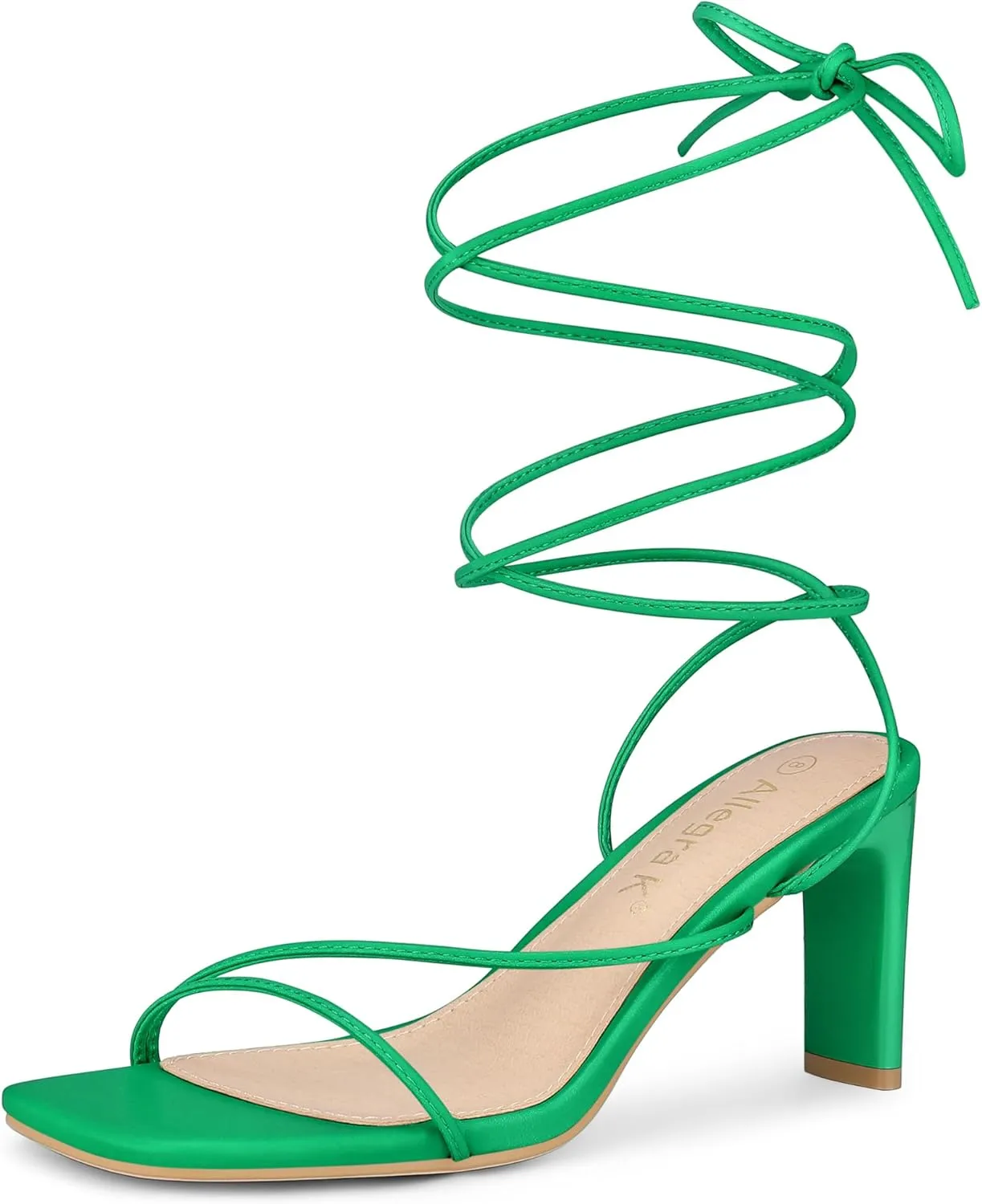 Allegra K Women's Lace Up Strappy Block High Heel Sandals