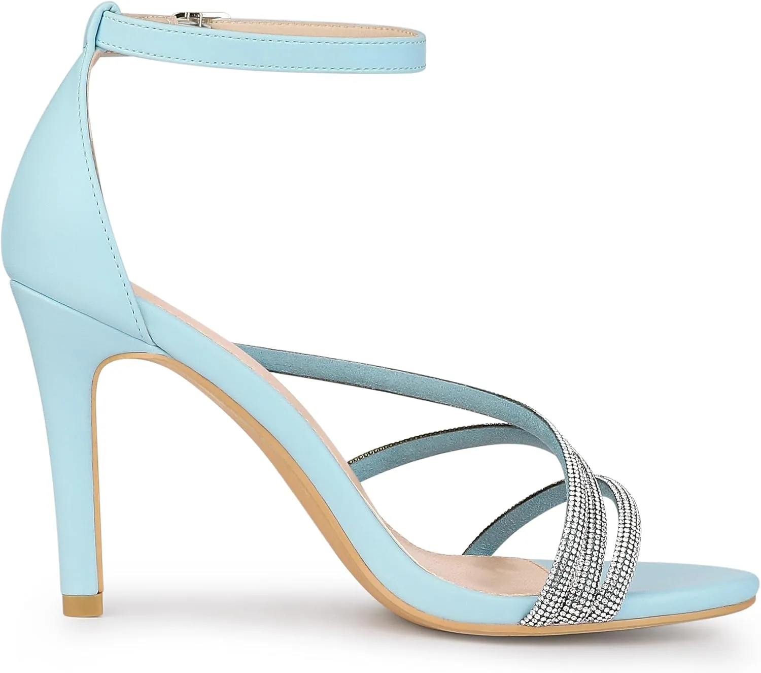 Allegra K Women's Open Toe Rhinestone Strappy Stiletto Heels Sandals
