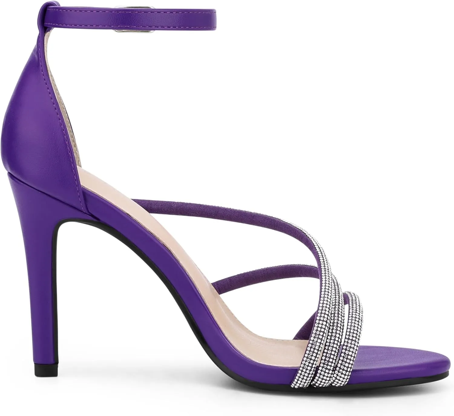 Allegra K Women's Open Toe Rhinestone Strappy Stiletto Heels Sandals