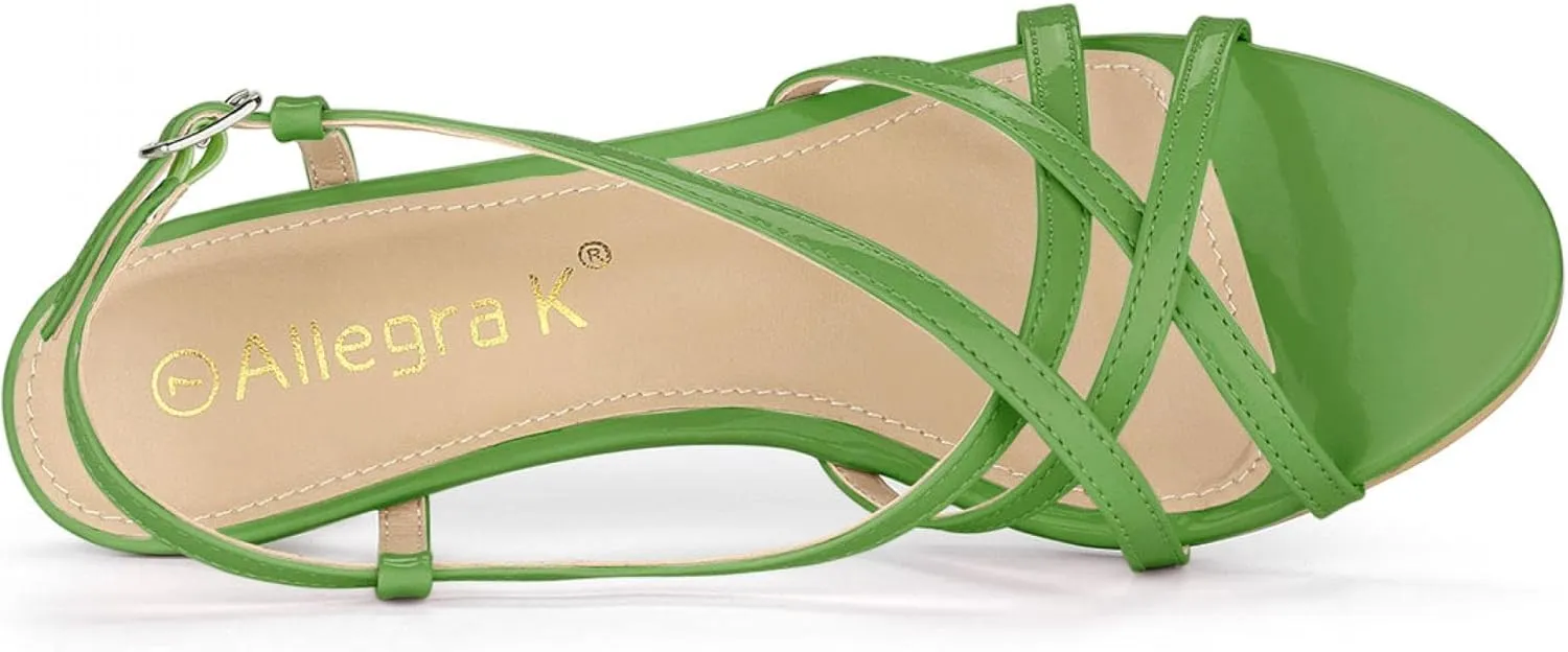 Allegra K Women's Slingback Strappy Kitten Heel Heels Sandals