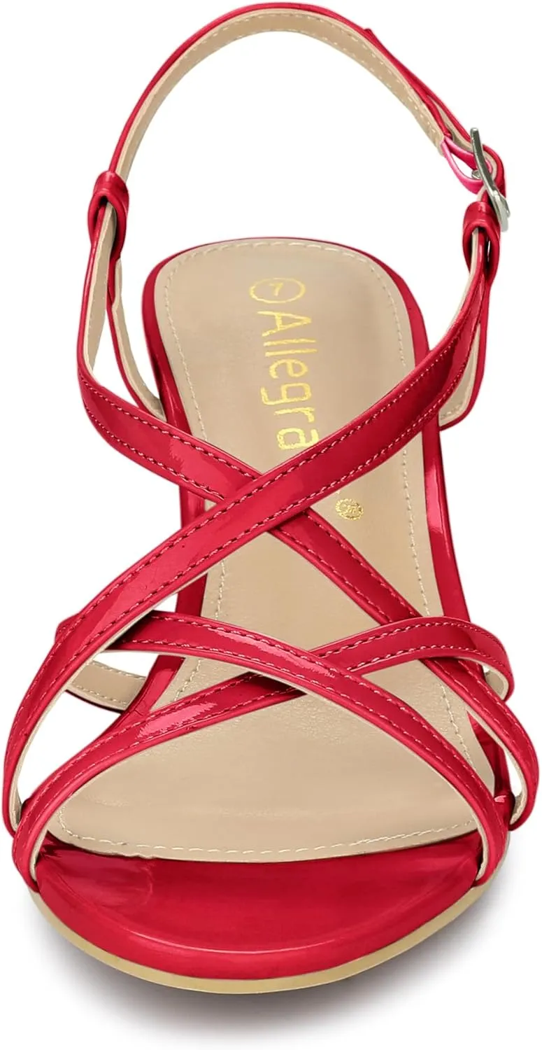 Allegra K Women's Slingback Strappy Kitten Heel Heels Sandals