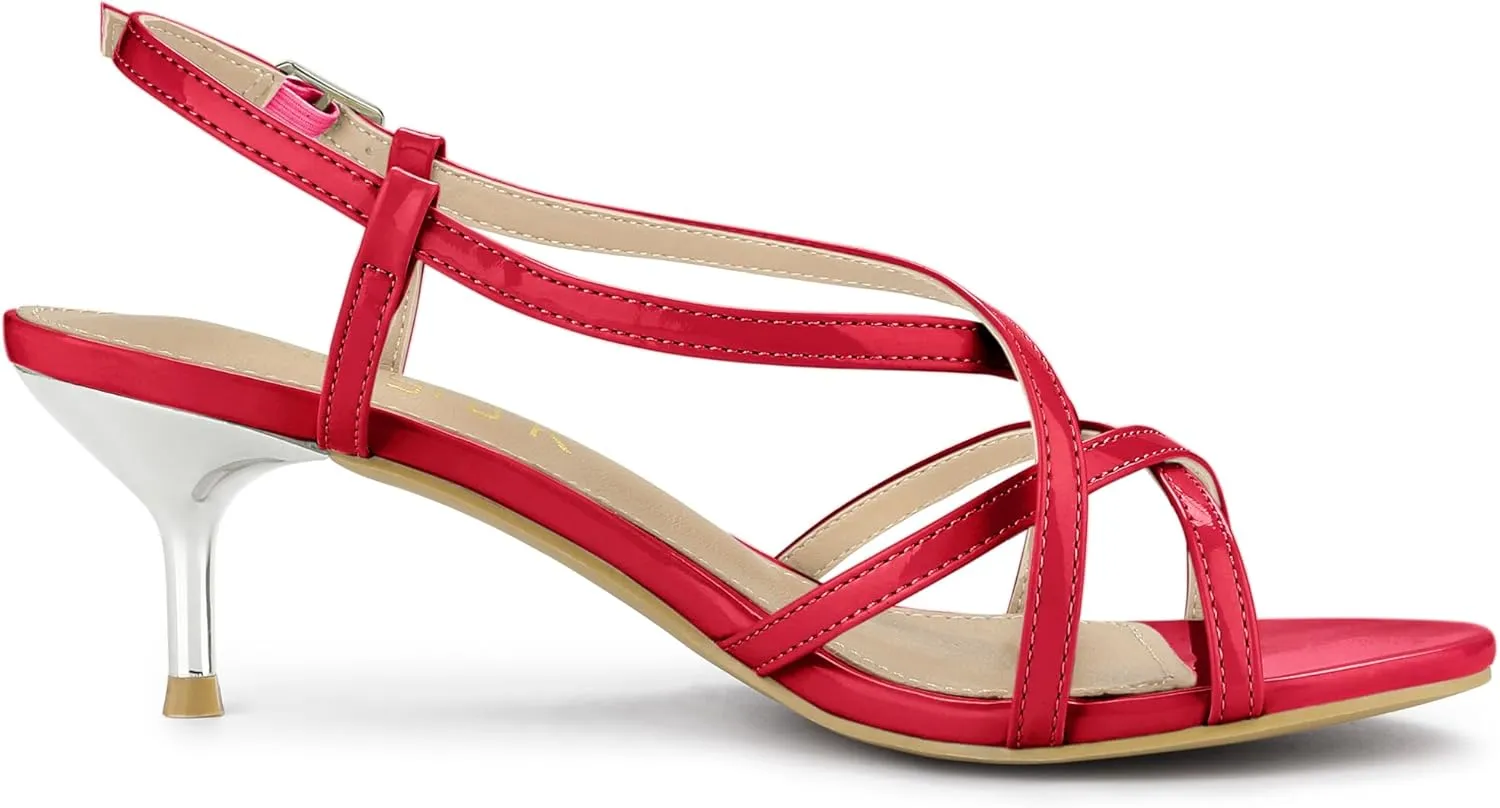 Allegra K Women's Slingback Strappy Kitten Heel Heels Sandals
