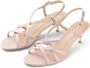 Allegra K Women's Slingback Strappy Kitten Heel Heels Sandals