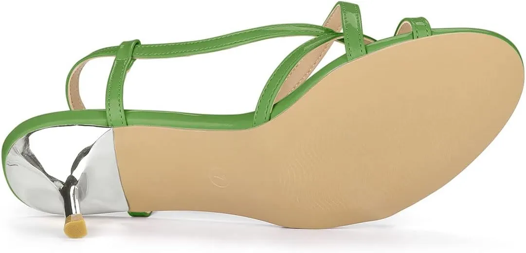 Allegra K Women's Slingback Strappy Kitten Heel Heels Sandals
