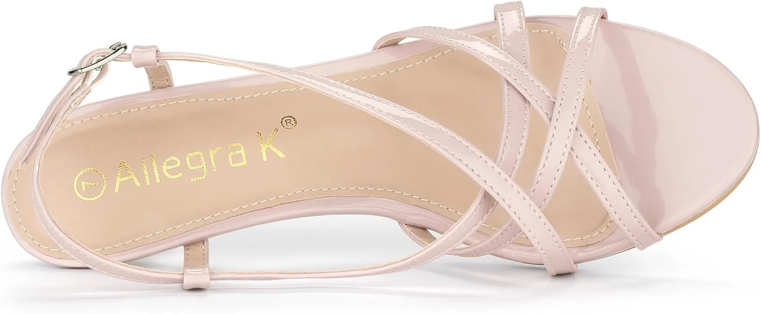 Allegra K Women's Slingback Strappy Kitten Heel Heels Sandals