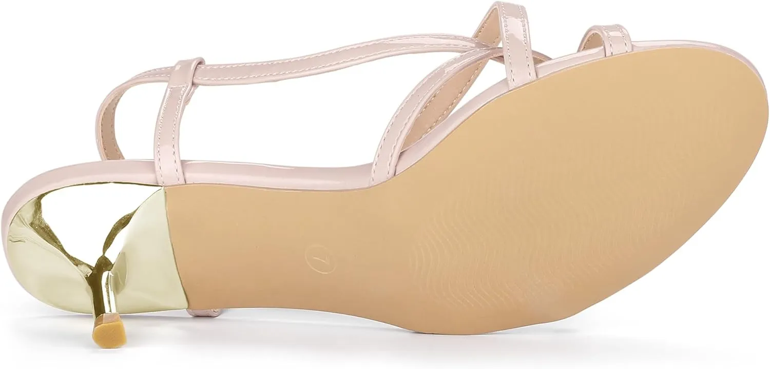 Allegra K Women's Slingback Strappy Kitten Heel Heels Sandals