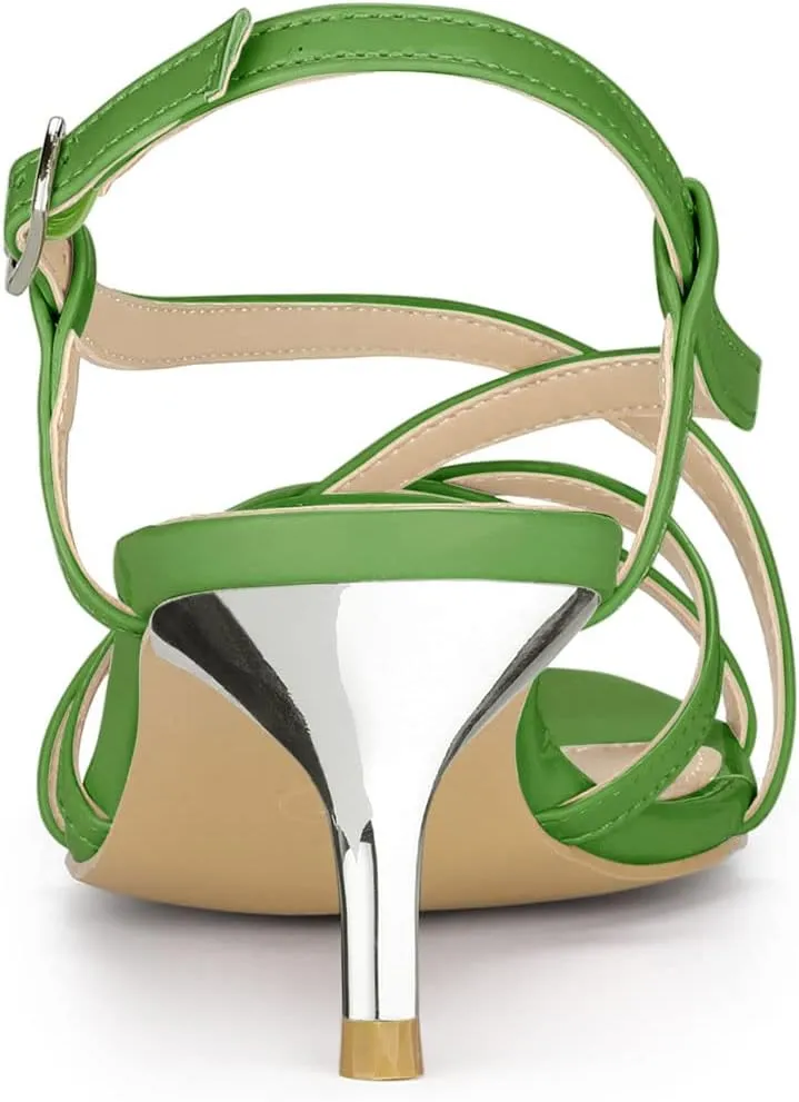 Allegra K Women's Slingback Strappy Kitten Heel Heels Sandals