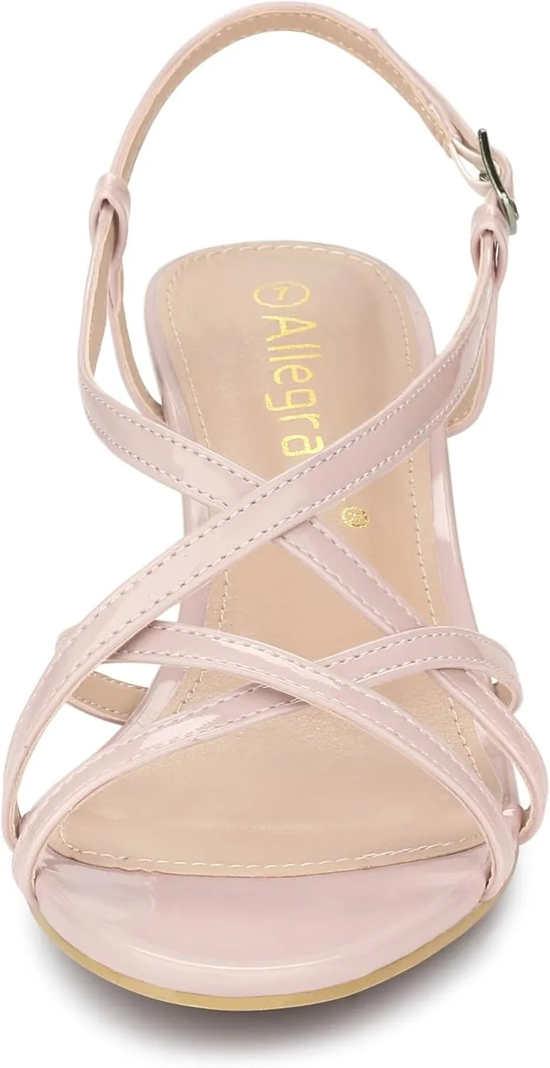 Allegra K Women's Slingback Strappy Kitten Heel Heels Sandals
