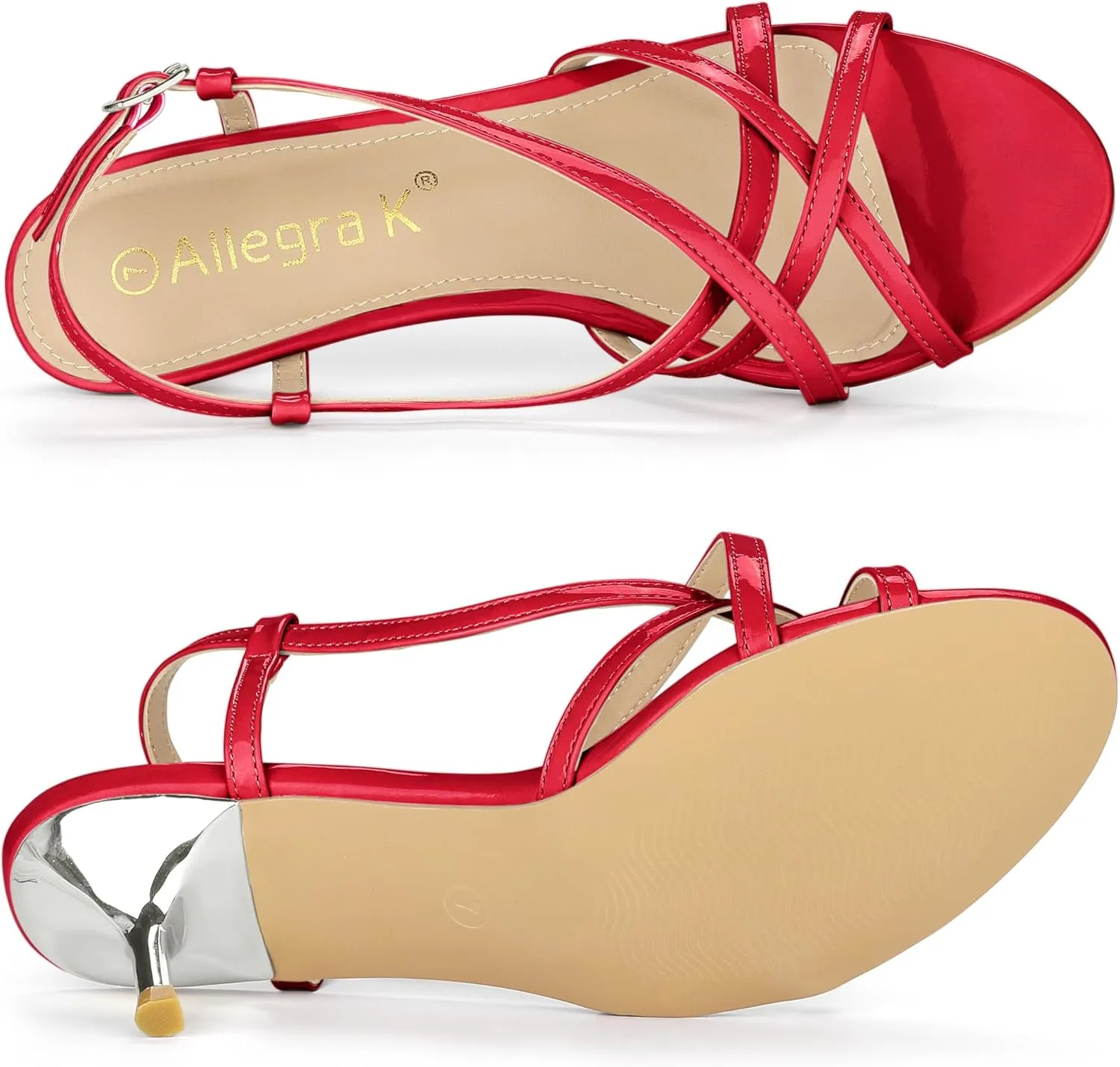 Allegra K Women's Slingback Strappy Kitten Heel Heels Sandals