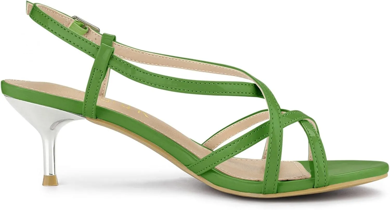 Allegra K Women's Slingback Strappy Kitten Heel Heels Sandals