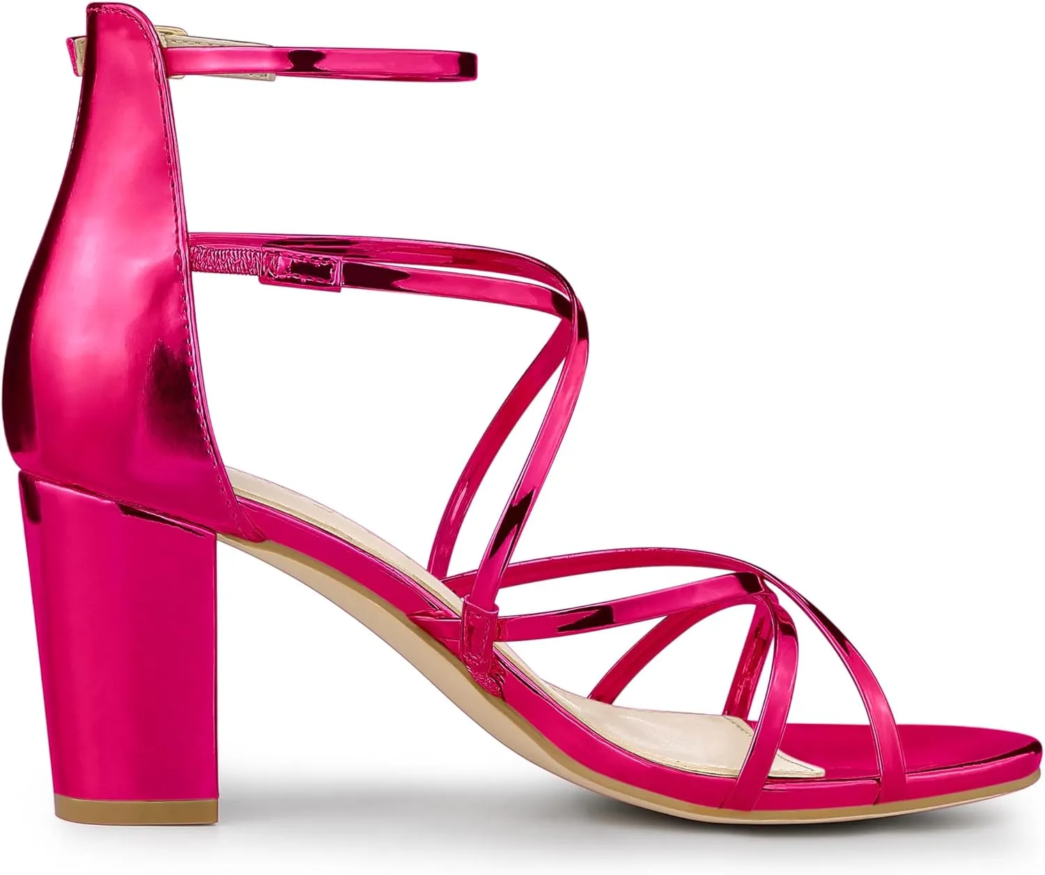 Allegra K Women's Strappy Crisscross Strap Opened Toe Block Heels Sandals