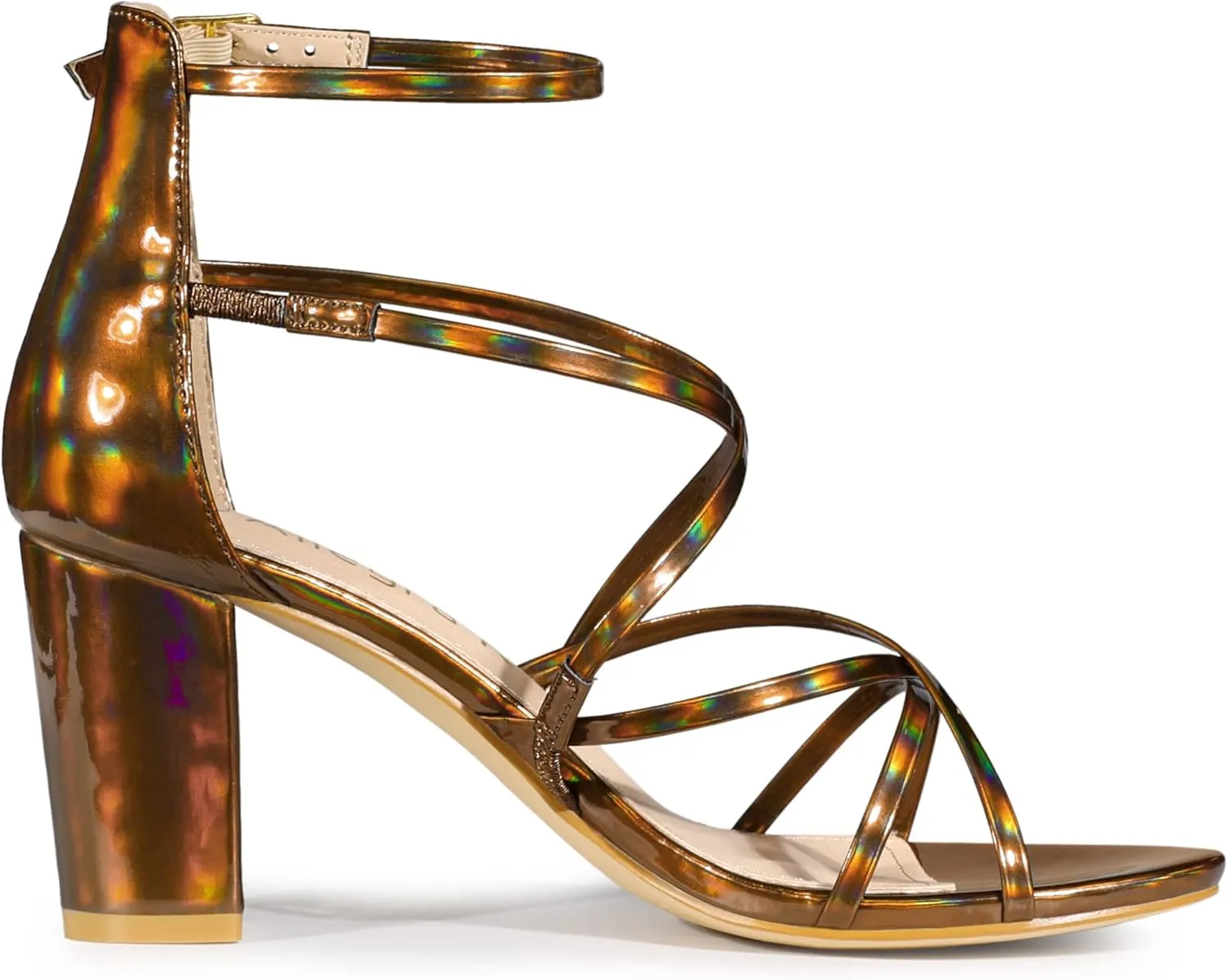 Allegra K Women's Strappy Crisscross Strap Opened Toe Block Heels Sandals