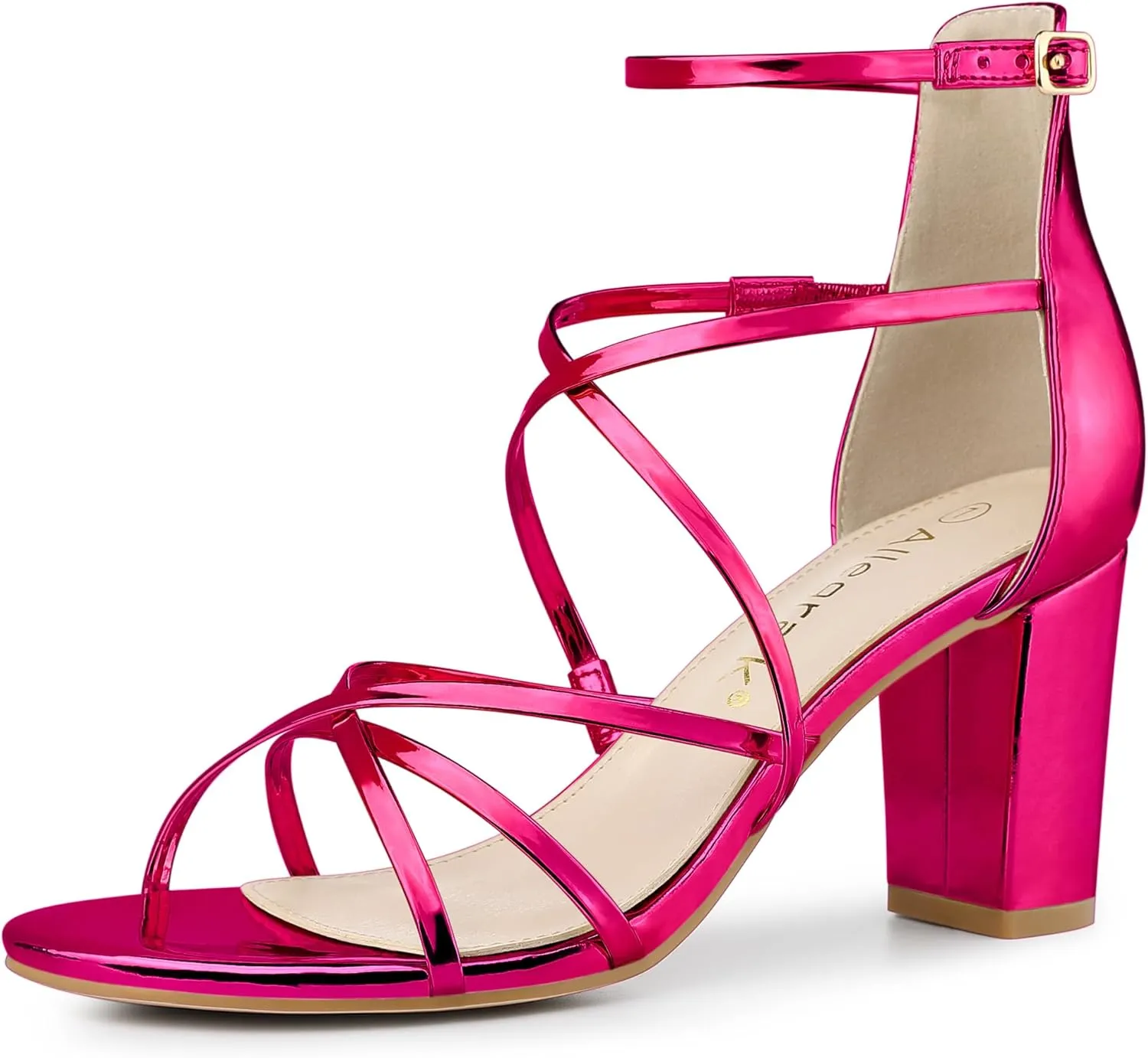 Allegra K Women's Strappy Crisscross Strap Opened Toe Block Heels Sandals