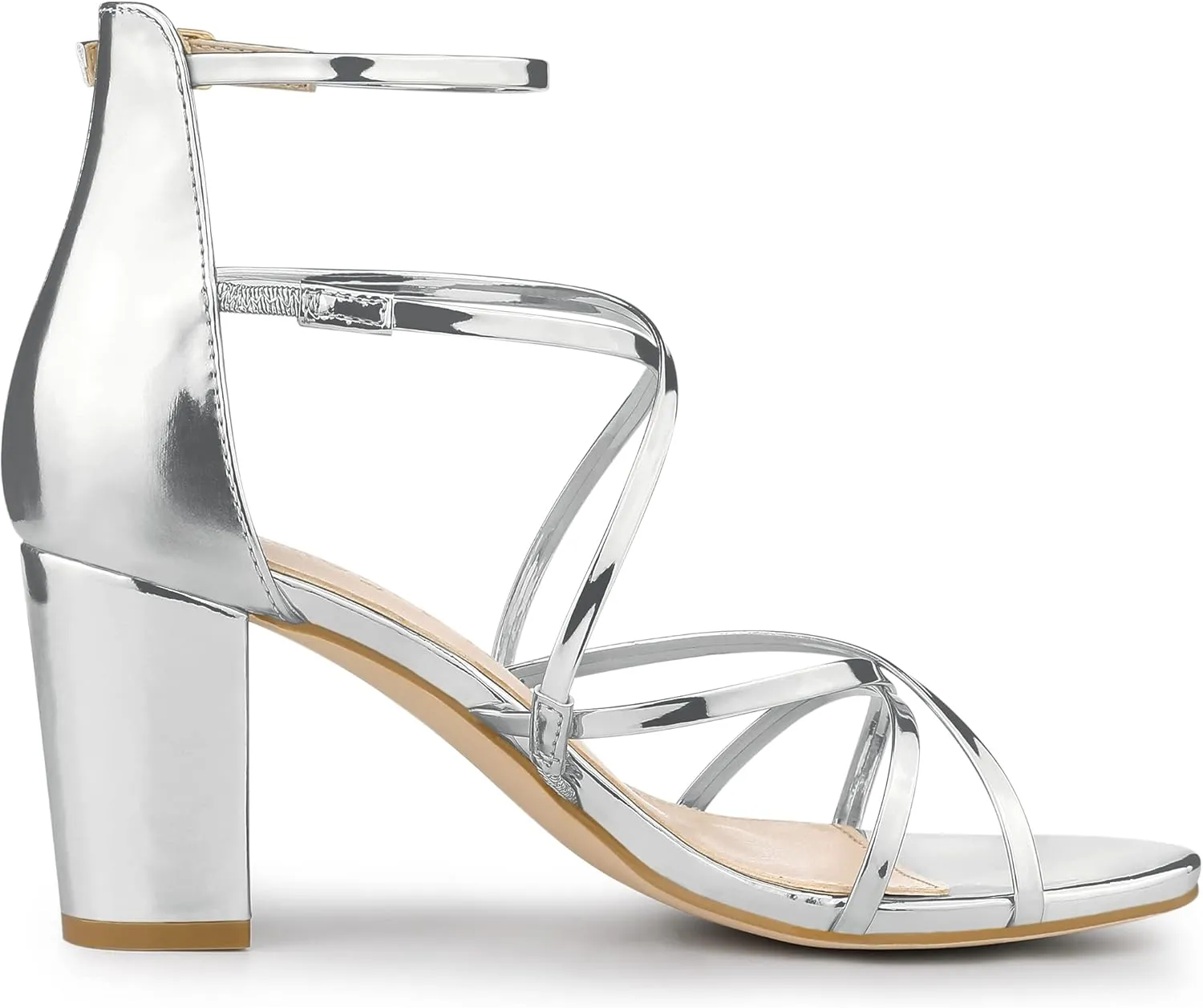 Allegra K Women's Strappy Crisscross Strap Opened Toe Block Heels Sandals