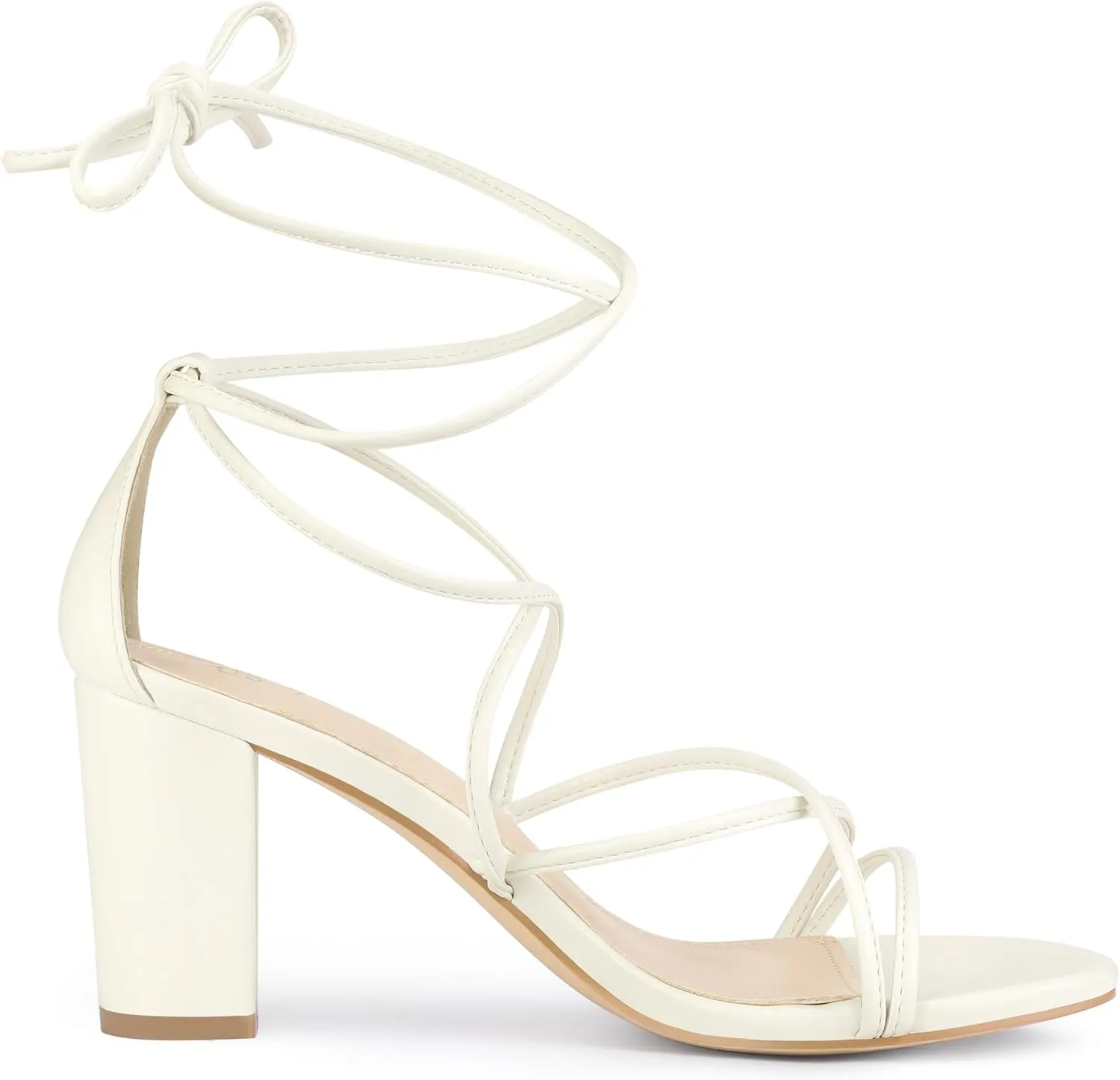 Allegra K Women's Strappy Lace Up Chunky Heeled Sandals
