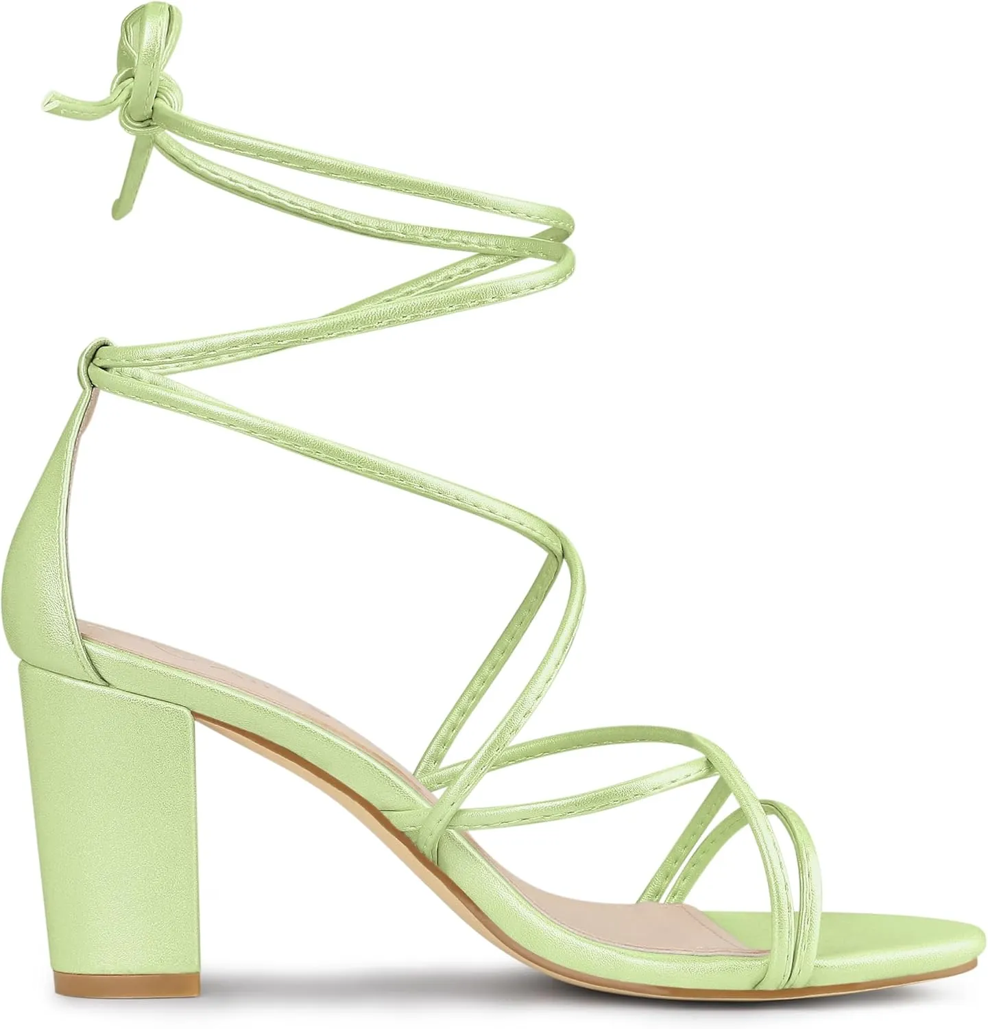 Allegra K Women's Strappy Lace Up Chunky Heeled Sandals